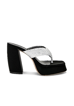 GIA BORGHINI Platform Flip Flop Sandal in Silver & Black - Black,Metallic Silver. Size 36.5 (also in 37.5, 38, 39, 40).