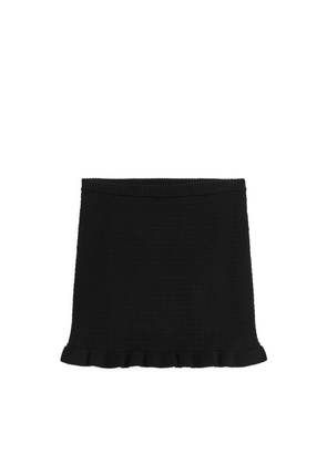 Knitted Frill Skirt - Black