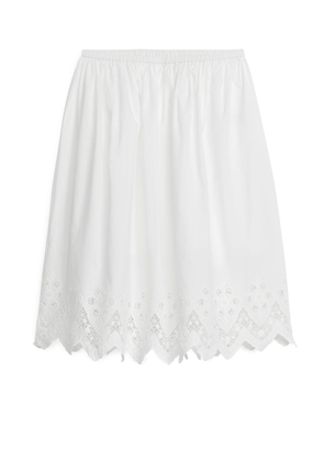 Lace-Trim Skirt - White