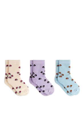 Cotton Socks Set of 3 - Purple