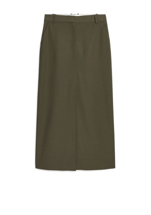 Long Wool-Blend Skirt - Green