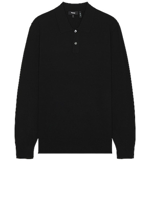 Theory Goris Long Sleeve Polo in Black - Black. Size M (also in L).