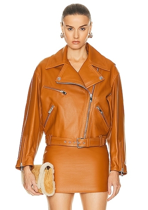 VERSACE Leather Jacket in Caramel - Cognac. Size 38 (also in 36).