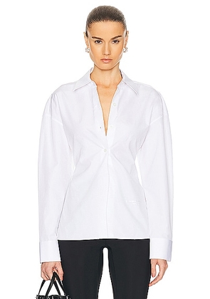 Alexander Wang Cinched Waist Shirt With Knit Combo in White - White. Size M (also in XS).