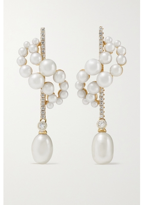 Mateo - 14-karat Gold, Pearl And Diamond Earrings - White - One size
