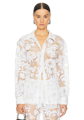 AKNVAS x REVOLVE Cara Embroidered Button Down Blouse in White. Size 2, 8.