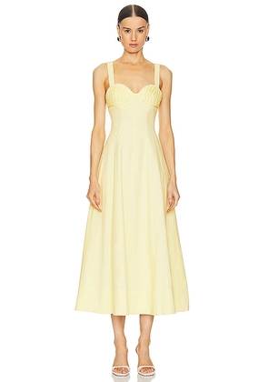 Clea Carla Embroidered Longline Dress in Yellow. Size M, XS.