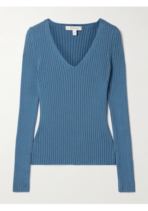 Max Mara - Leisure Calcio Ribbed Cotton-blend Sweater - Blue - x small,small,medium,large,x large
