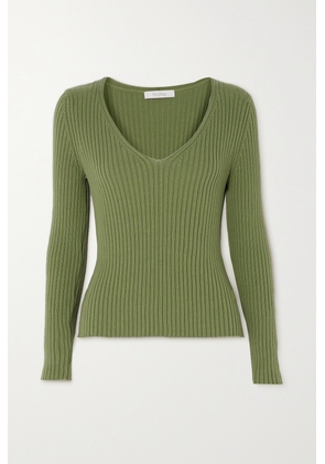 Max Mara - Leisure Calcio Ribbed Cotton-blend Sweater - Green - x small,small,medium,large,x large