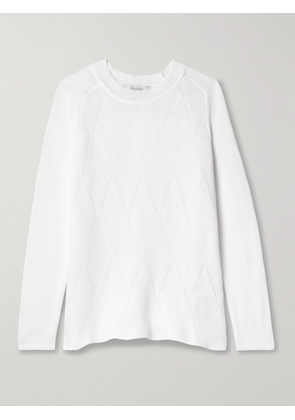 Max Mara - Leisure Nodo Pointelle-knit Cotton-blend Sweater - White - x small,small,medium,large,x large
