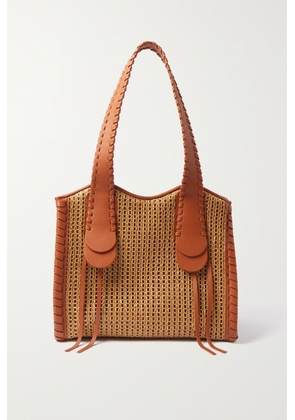 Chloé - Mony Medium Braided Textured Leather-trimmed Raffia Tote - Brown - One size