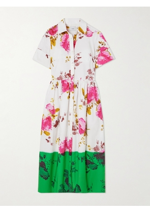 Erdem - Gathered Floral-print Cotton-poplin Midi Shirt Dress - Multi - UK 6,UK 8,UK 10,UK 12,UK 14,UK 16,UK 18