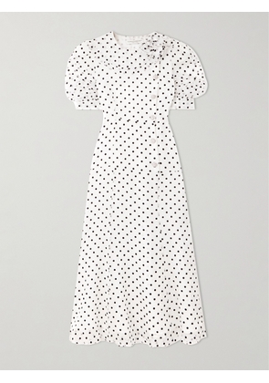Alessandra Rich - Embellished Polka-dot Flocked Silk-organza Midi Dress - White - IT36,IT38,IT40,IT42,IT44