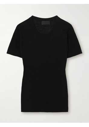 Nili Lotan - Hettie Ribbed Silk T-shirt - Black - x small,small,medium,large,x large