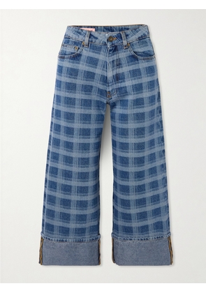 Molly Goddard - Leo Cropped Checked High-rise Straight-leg Jeans - Blue - 24,25,26,27,28,29