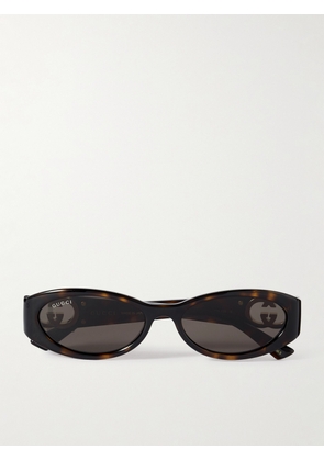 Gucci Eyewear - Oval-frame Tortoiseshell Acetate Sunglasses - Brown - One size