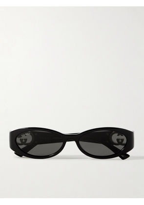 Gucci Eyewear - Oval-frame Acetate And Gold-tone Sunglasses - Black - One size