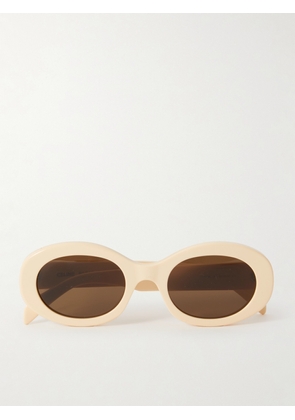 CELINE Eyewear - Triomphe Oval-frame Acetate Sunglasses - White - One size
