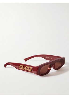 Gucci Eyewear - Rectangular-frame Acetate Sunglasses - Red - One size