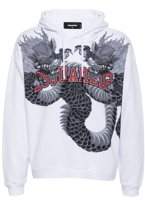 Dsquared2 dragon-print cotton hoodie - White