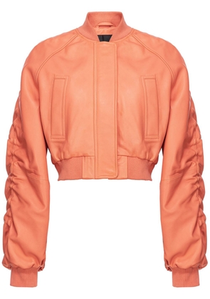 PINKO cropped leather bomber jacket - Orange
