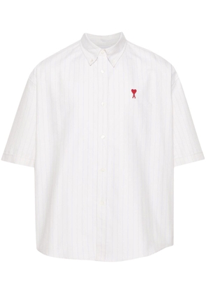 AMI Paris logo-embroidered striped cotton shirt - White