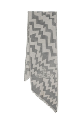 Vivienne Westwood Orb-jacquard zigzag-pattern scarf - Blue
