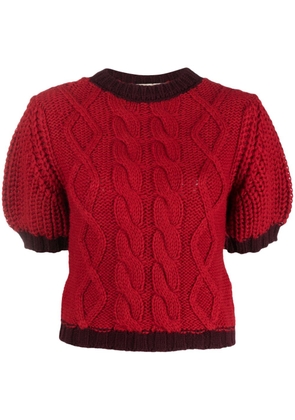 alessandro enriquez cable-knit short-sleeved jumper - Red