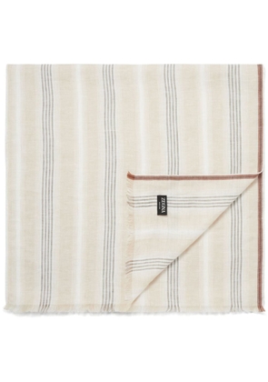 Zegna Oasi Lino striped linen scarf - Neutrals