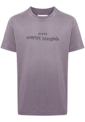 Maison Margiela logo-embroidered cotton T-shirt - Purple