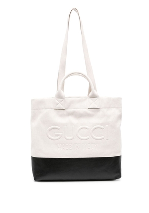 Gucci logo-embossed canvas tote bag - Neutrals