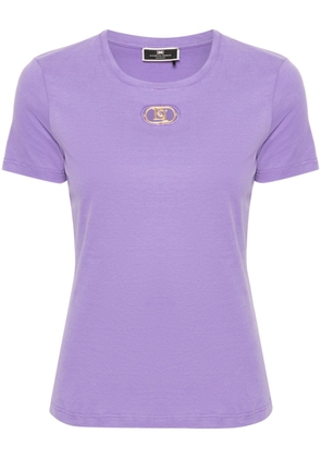 Elisabetta Franchi logo-plaque cotton T-shirt - Purple