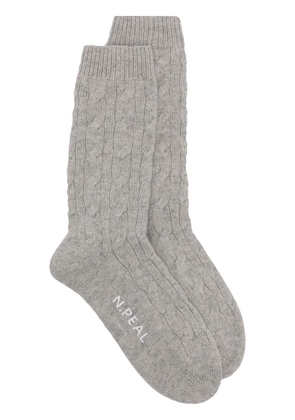 N.Peal cable-knit cashmere socks - Grey