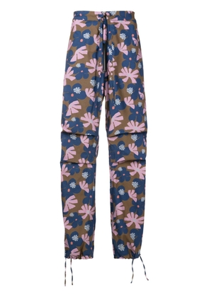 Piet floral-print cotton twill trousers - Blue