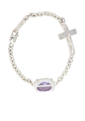 SWEETLIMEJUICE Oval Crucifix chain bracelet - Silver