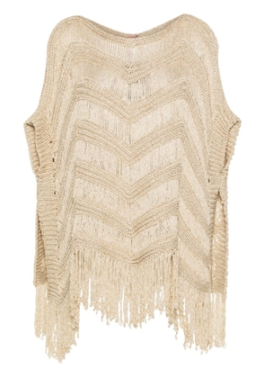 TWINSET knitted fringed poncho - Gold