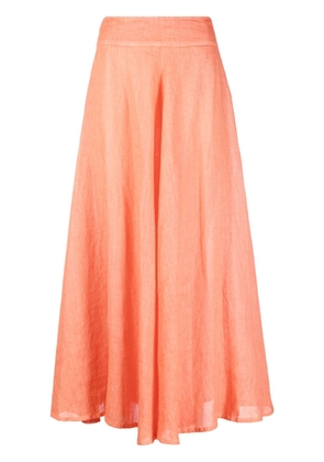 120% Lino high-waisted cotton long skirt - Orange