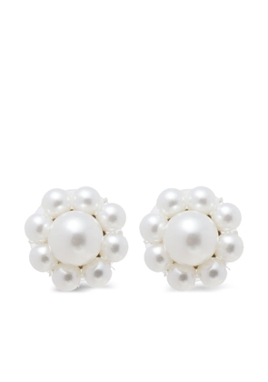 Simone Rocha floral pearl stud earrings - White