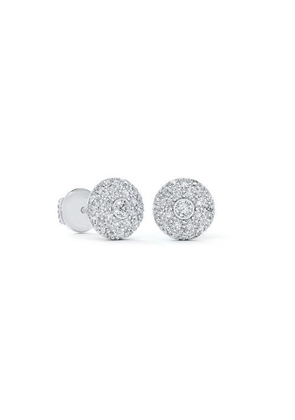 De Beers Classic Design Diamond Stud Earrings In White Gold