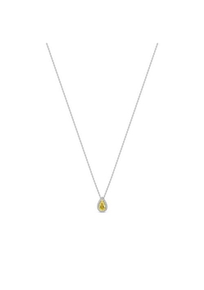 De Beers Aura Fancy Yellow Pear-shaped Diamond Pendant In White Gold
