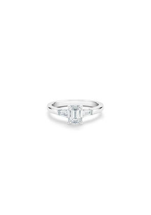 De Beers Db Classic Emerald-cut And Tapered Diamond Ring In Platinum