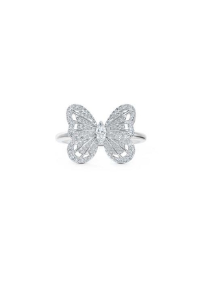 De Beers Portraits Of Nature Butterfly Ring In White Gold