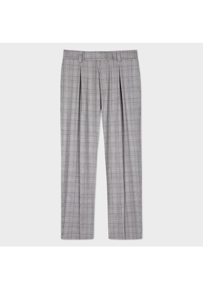 Paul Smith Monochrome Check Wool-Cashmere Pleated Trousers
