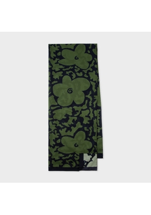 PS Paul Smith Green 'Floral Camo' Print Cotton Scarf