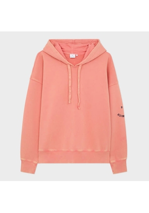 PS Paul Smith Women's Coral Acid Wash Oversized 'Happy' Hoodie