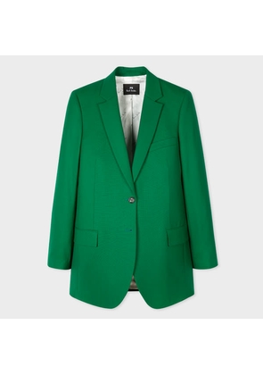 PS Paul Smith Women's Green Boyfriend-Fit Wool-Hopsack Blazer