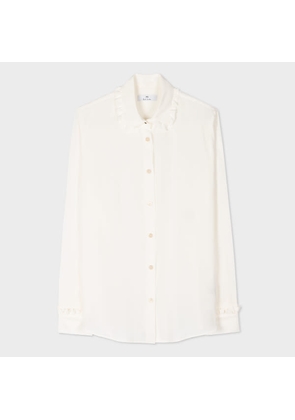 PS Paul Smith Women's Cream Silk-Blend Frill Collar Shirt