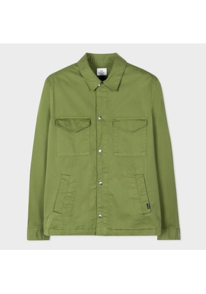 PS Paul Smith Green Stretch-Cotton Herringbone Twill Shirt Jacket