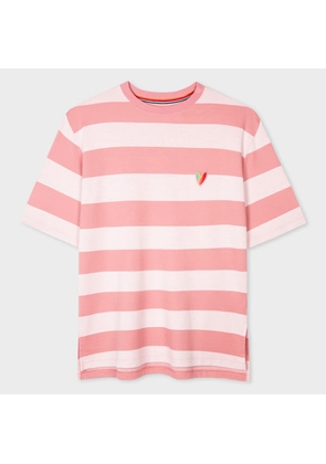 Paul Smith Women's Pink Stripe 'Swirl Heart' Lounge T-Shirt