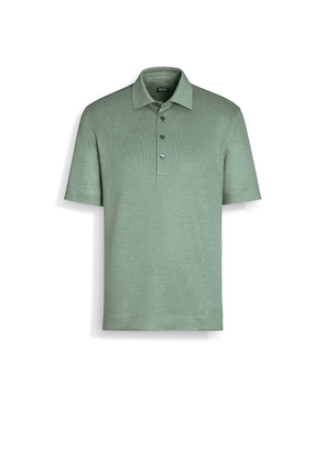 Sage Green Linen Polo Shirt